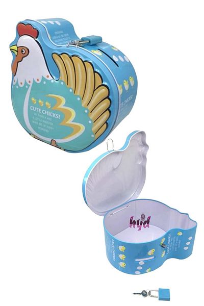 Hyd Metal Lock Keychain Cute Piggy Bank - Chicken Coin Children's Money Box