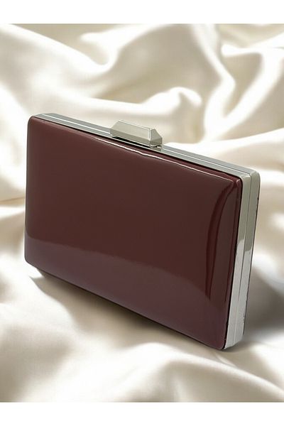 Wedding Fashion Geantă de seară din piele lacuită burgundă - clutch portofoliu cu oglindă, nuntă, logodnă, absolvire, invitație la bal de absolvire