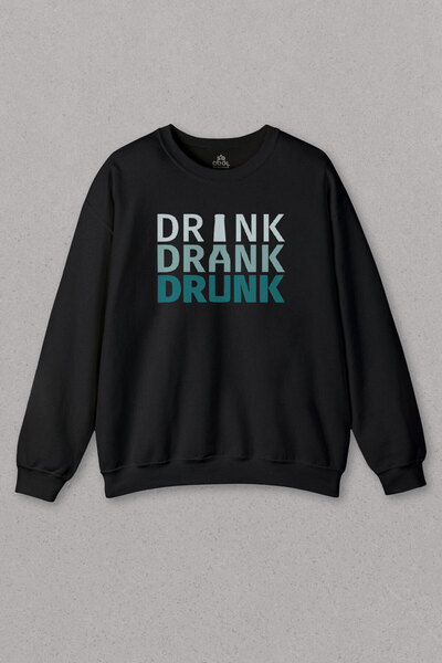 so cool Unisex majica s natpisom "Drink Drank Drunk" tipografija Štampano znoj
