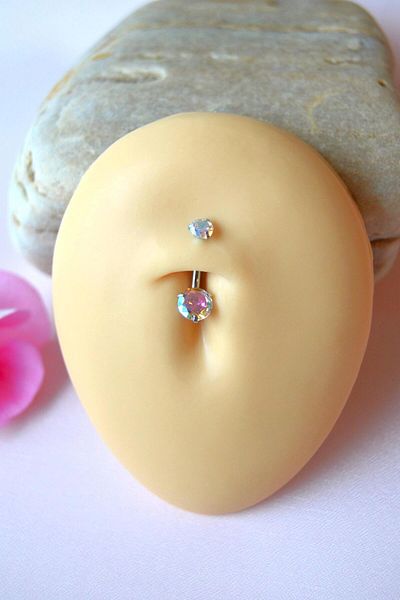 Sacce Scarves&Accessories Minimal Solitaire Belly Piercing with Shiny Zircon Stone