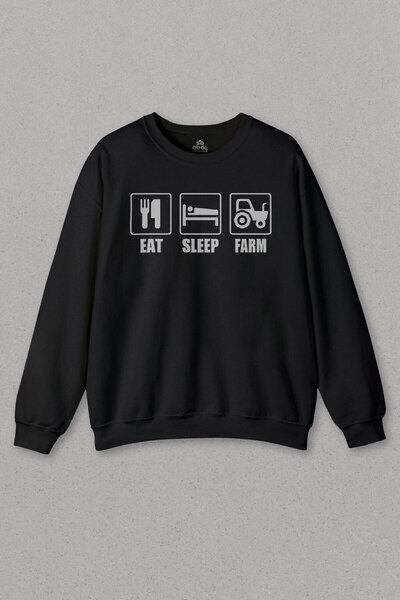 so cool Unisex crna majica za znoj Eat Sleep Farm Farmer Farming Štampano