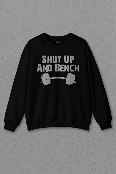 so cool Unisex crna majica sa kapuljačom Halter Shut Up And Bench Gym Bodybui...
