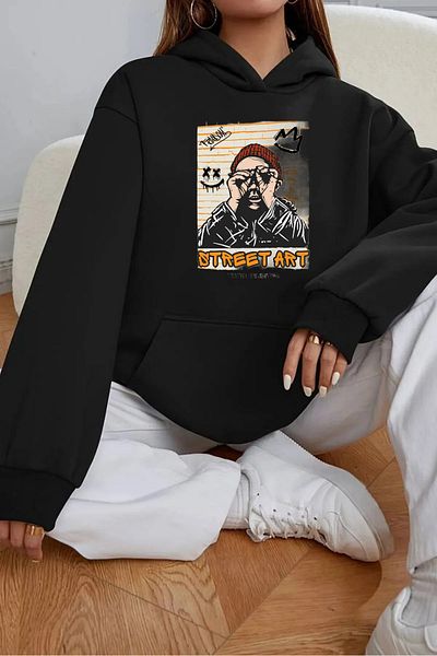 LAND MODA -Women's Sweatshirt Printed Hodies Compact Fabric (Cotton Inside)