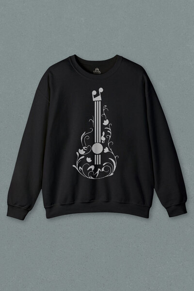 so cool Unisex crna majica sa crtežom gitare, muzička nota, ključ Sol, muzika...