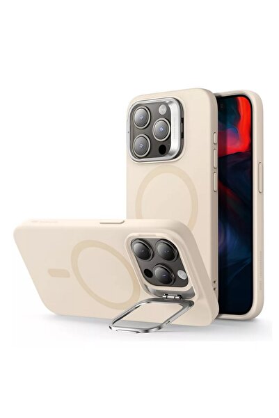 ESR iPhone 15 Pro Uyumlu, Cloud Soft HaloLock MagSafe KickStand Kılıf Tan Rengi