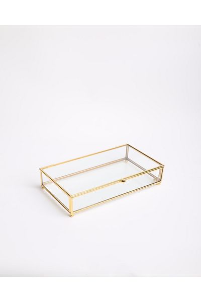 CyzHome Amara Διακοσμητικό Γυάλινο Κουτί 25x14x7