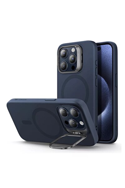 ESR iPhone 15 Pro Uyumlu, Cloud Soft HaloLock MagSafe KickStand Kılıf Dark Blue