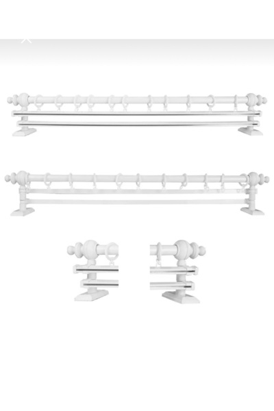 Emsal Peyaz çift Raylı Ahşap Rustik perde askısı - Rustik borusu 200 cm