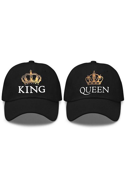 LEIVOR King & Queen Printed - Lover Couple Combination 2-Piece Snap Hat Set