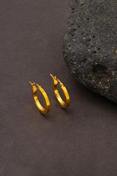 Bilezikci Spor 22 Ayar Düz Altın Halka Küpe Orta Boy