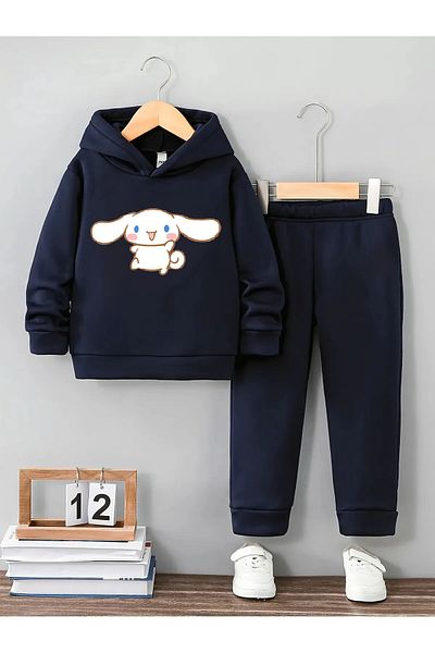 Little Wears Cinnamoroll Girl Premium 3Rd Yarn Compact Sweatshirt and Sweatpants Set