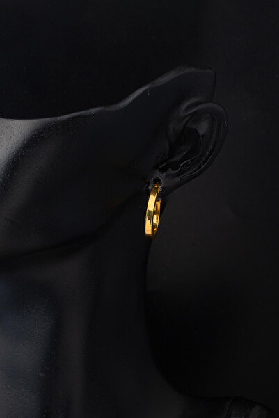 Bilezikci Spor 22 Ayar Düz Altın Halka Küpe Orta Boy