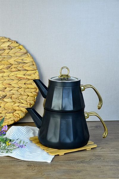 Şener Paçi Kitchenware Granite Teapot Set with Metal Handle