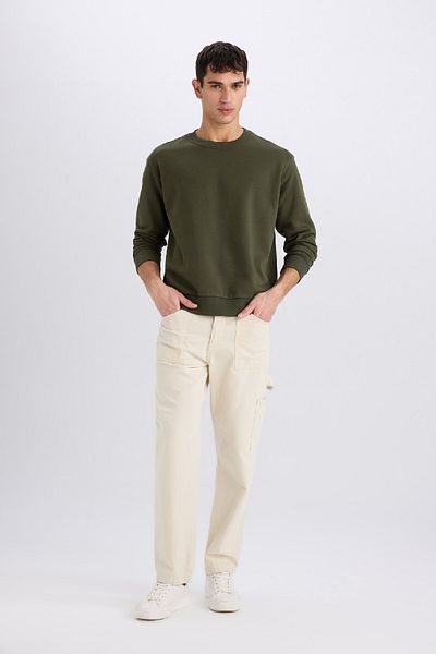 DeFacto Übergroßes, gerades, dickes Basic-Sweatshirt mit Rundhalsausschnitt T5139az24au