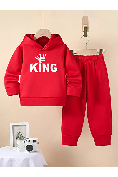 Little Wears King Erkek Çocuklar İçin Premium 3. İplik Compact Sweatshirt & Eşofman Takımı