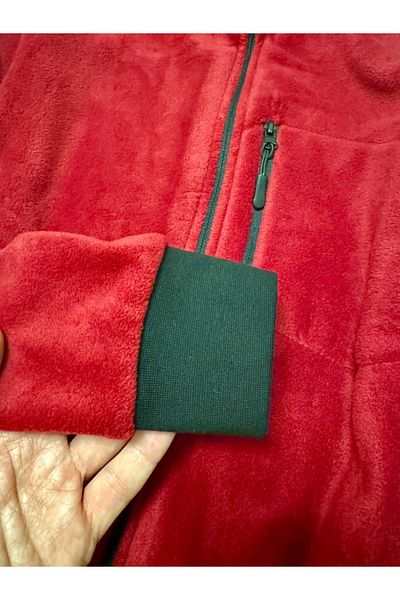 shop Red Color Zippered 3 Pocket Fleece