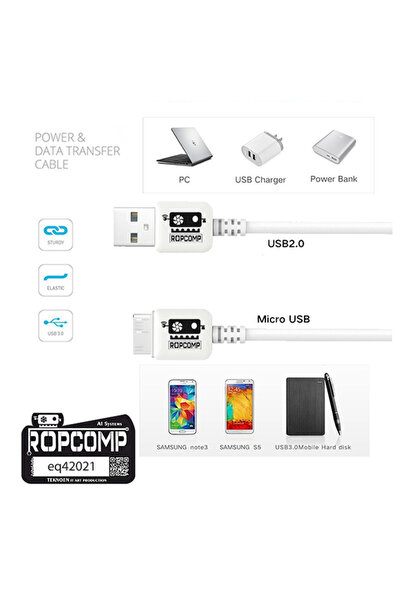 Ropcomp USB Micro-B Data Kablosu USB 2.0 100cm