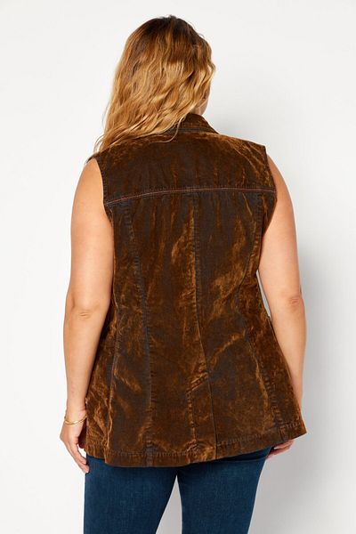 Diesel Women Spread Collar Sleeveless Plain Shirt, Brown