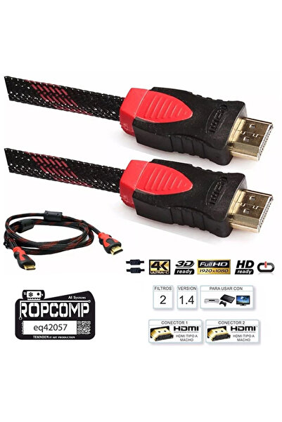 Ropcomp Hdmi Kablosu 1.4B 3D Hdmi Görüntü Monitör Kablosu 100cm