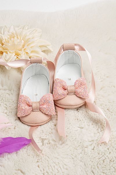 Beybium Baby Girl Stone Ballerina Genuine Leather Powder