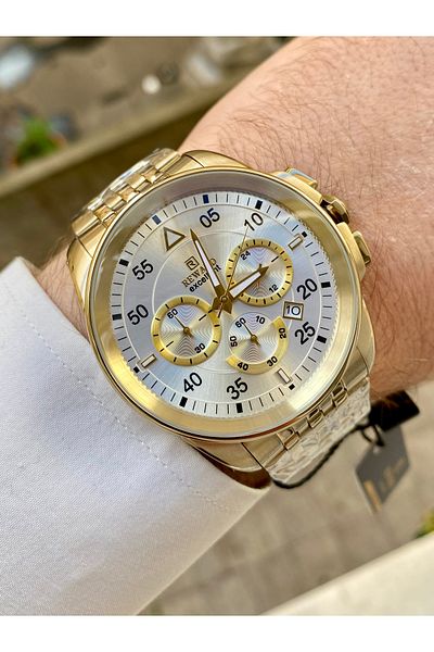 Reward Excellent Steel Men's Wristwatch 5Atm Waterproof Gold Bracelet Gift