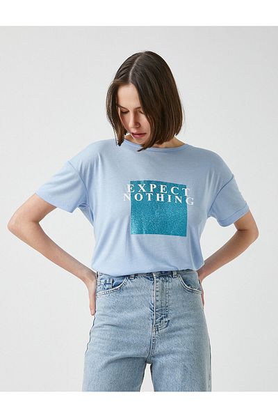 Koton Tricou imprimat cu maneci scurte cu decolteu