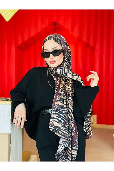 Oxygen Scarfs Zebra Pattern Imported Double Sided Voile Silk Shawl