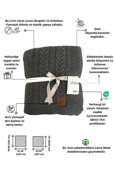 DALİSA Cuo Knitted Knitwear Sofa Shawl, Children's Blanket