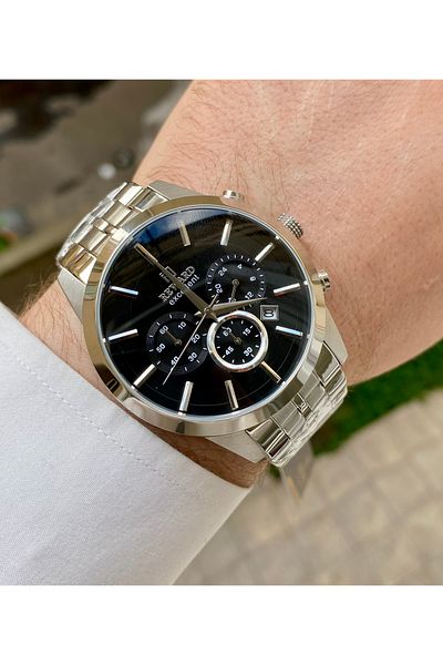 Reward Excellent Silver Color Steel 5Atm Waterproof Men Wrist Watch Bracelet Gift