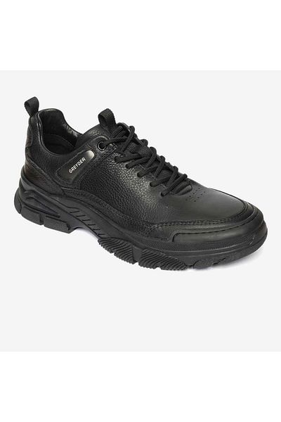 Greyder 14994 Men's Black Genuine Leather Sneaker Shoes