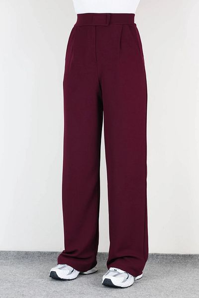 jeneric Women's Lycra Loose Cut Velcro Closure Burgundy Palazzo Trousers