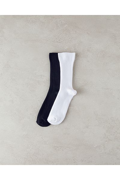 English Home Meri Women's Black-White 2-Piece Socks Set