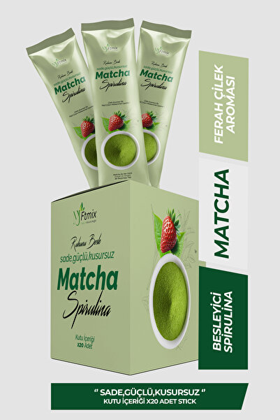 myftmix doğanın gücünü keşfet Matcha Spirulina İle Desteklenen Çilek Aromalı 20’li Stick