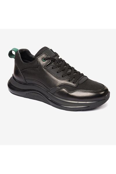 Greyder 64648 Men's Black Genuine Leather Sneaker Shoes