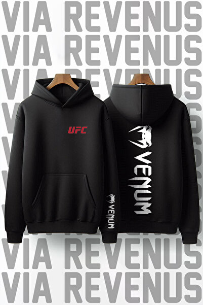 Vordevia Hanorac unisex cu glugă cu imprimeu UFC față și spate