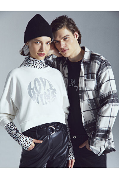 Koton Φούτερ με στάμπα με λαιμόκοψη