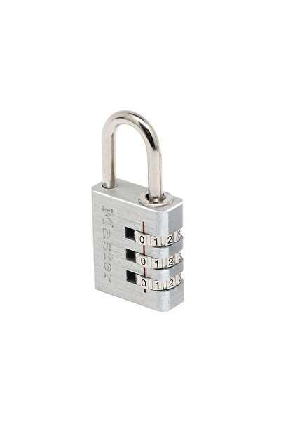 Master Lock قفل ألومنيوم بثلاثة أرقام 30 مم، قابل لإعادة الضبط، مع مشبك فولاذ...