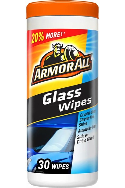 Armor ALL مناديل تنظيف زجاج السيارات، خالية من الأمونيا، آمنة للزجاج الملون، ...