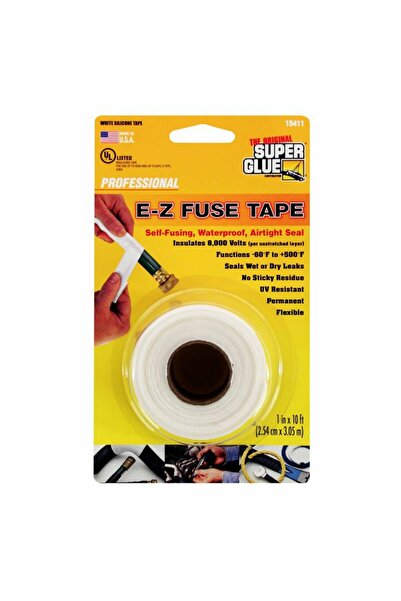 Super Glue شريط سيليكون ذاتي الالتصاق أبيض اللون من نوع E-Z، مقاس 1 بوصة × 10...