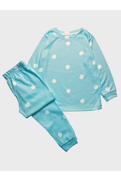 elmas kids Set de pijamale cu mâneci lungi, albastru deschis pentru fete