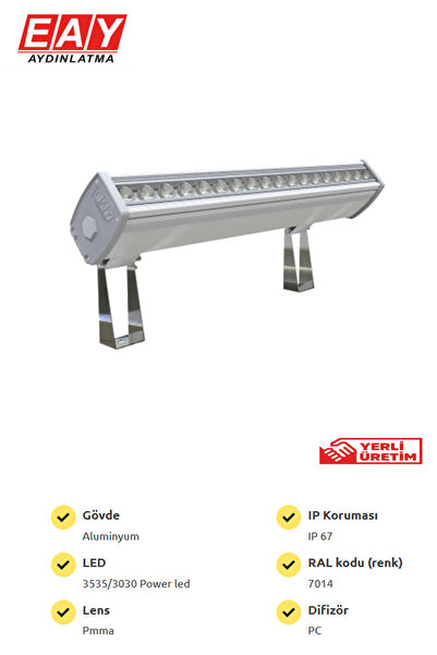 EAY 36 Watt Wallwasher Duvar Boyama Armatürü Gün Işığı 3000k Philips-osram