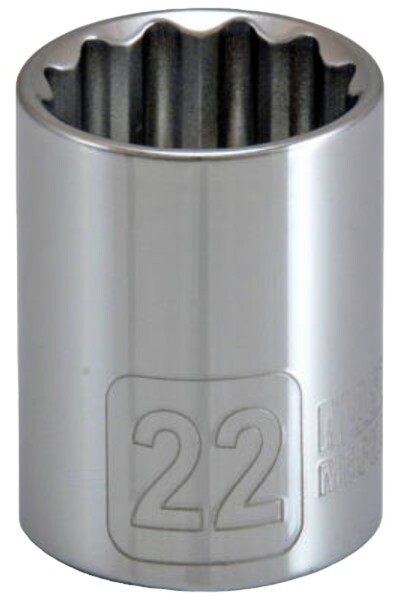 MASTER MECHANIC 22mm 6-Point Metric Socket, 1/2-Inch Square Drive, Chrome Van...