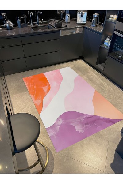 Rugs Modern Halı Kemal Collection Pink Orange Tones Abstract Wavy Patterned W...