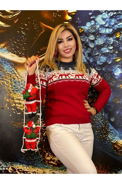 Yeşilmoda Knitted Blouse Christmas Knitted Blouse High Quality Lycra Standard Size