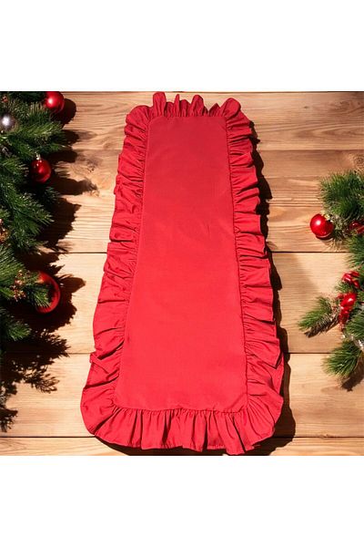 Erba kreasyon Kırmızı Runner Fırfırlı Masa Örtüsü 40x110 Cm Fırfırlı Runner