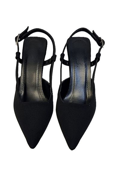 KAFKASLAR AYAKKABI Kafkaslar Kadeh Heeled Back Open Flat Satin Evening Shoes