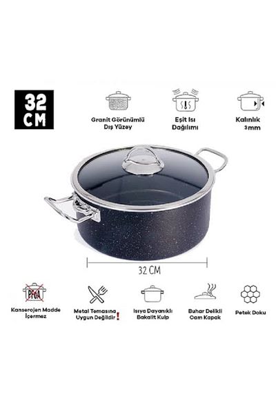 Tuna Deep Granite Pot - House 32 cm