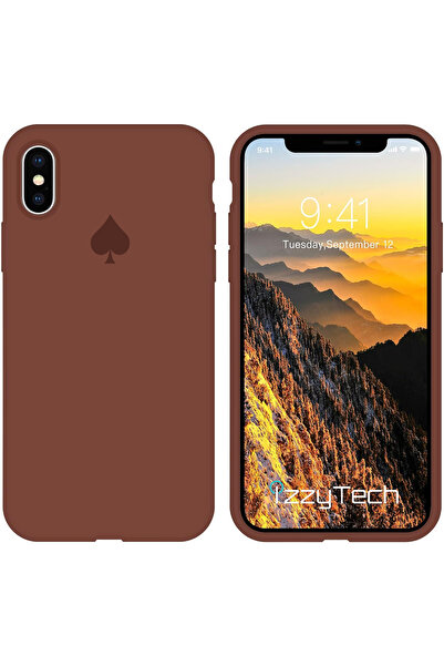 izzytech iPhone X Case, Brown Inner Velvet Silicone Case Cover Compatible wit...