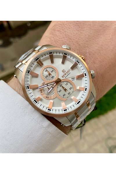 Reward Excellent Silver Color Steel 5Atm Waterproof Men Wrist Watch Bracelet Gift