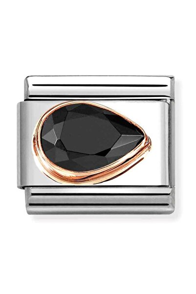 NOMİNATİON Classic Decorative Link - Surface Engraved - Black - 9K Rose Gold ...